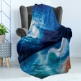 thumbnail image 4 of Ocean Soft Flannel Fleece Blanket, Moonlight over Wavy Sea Dramatic Sky Beach Landscape Picture in Oil Painting Effect, Cozy Plush for Indoor and Outdoor Use, 60" x 80", Navy White, by Ambesonne, 4 of 5