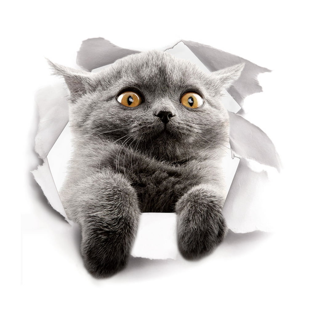 Justharion Cats Three-dimensional Wall Hole Sticker Vivid Bathroom Stickers Wallpaper Closestool Creatively Decals Background