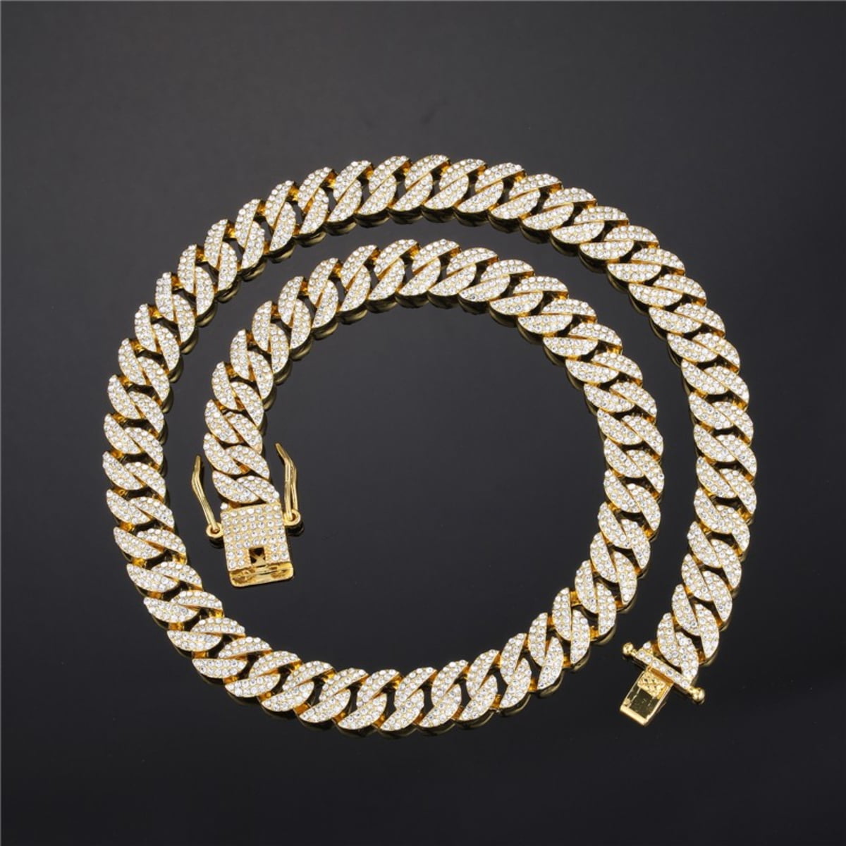 Male 10MM Cuban Chain Necklace for Men Women Iced Out Zircon Hip Hop Jewelry 20inch