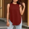 thumbnail image 2 of GUACER Sleeveless Tops for Women Fashion Round Neck Side Split Curved Hem Tank Tops, 2 of 6
