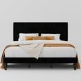 thumbnail image 4 of Allewie King Size Velvet Upholstered Platform Bed Frame with Adjustable Vertical Channel Tufted Headboard, Black, 4 of 12