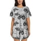 thumbnail image 1 of Fotbe Gray Tractor Conjunto de Pijama Estampado para Mujer, 2 Piezas, Ropa de Dormir con Camiseta de Manga Corta y Shorts Suaves-Medium, 1 of 6