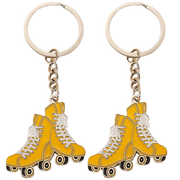 GOOHOCHY 2 llaveros de metal con forma de patín, adorables llaveros colgantes para bolso o monedero.