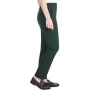 Hilary Radley Women's Ponte Pull-On Mid Rise Slim Leg Pants, Green, Medium