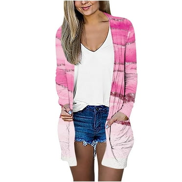 Autumn And Winter Savings Clearance! Cardigans For Women Plus Size Cover Up Lightweight Casual Solid Blouses Open Front Cardigan With Pockets Long Sleeve Round Neck Floral Printed Cardigan Jacket Top