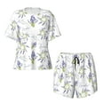 thumbnail image 4 of Qekee Lavender Flowers Women's Pajama Set Short Sleeve Sleepwear Summer Home Wear with Pockets Soft Short Sleeve Shirt - Lavender Flowers, 4 of 9