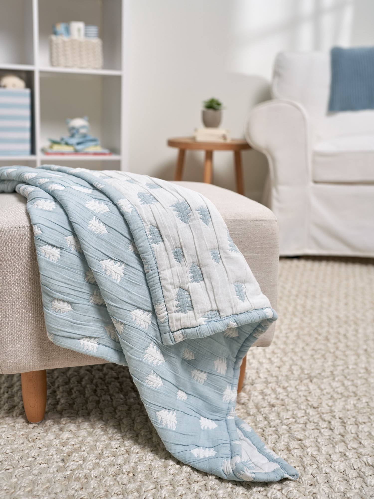 Modern Moments By Gerber Baby Boy Jacquard Gauze Blanket, Blue