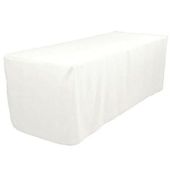 6' ft Fitted Polyester Tablecloth SLIT BACK TableCover Trade show Booth 18 COLOR", (Color: White)