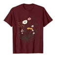 thumbnail image 4 of ZQUUVOU Women's T-Shirt Summer Print Short Sleeve Round-Neck Blouse Burgundy (M), 4 of 4