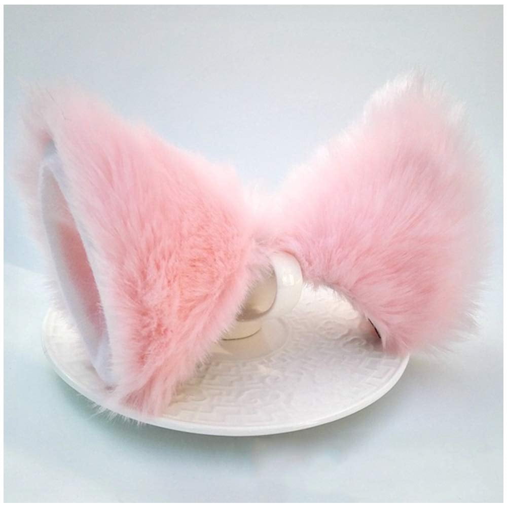 Hot Sweet Lovely Anime Lolita Cosplay Fancy Neko Cat Ears Hair Clip Black with Pink Inside 