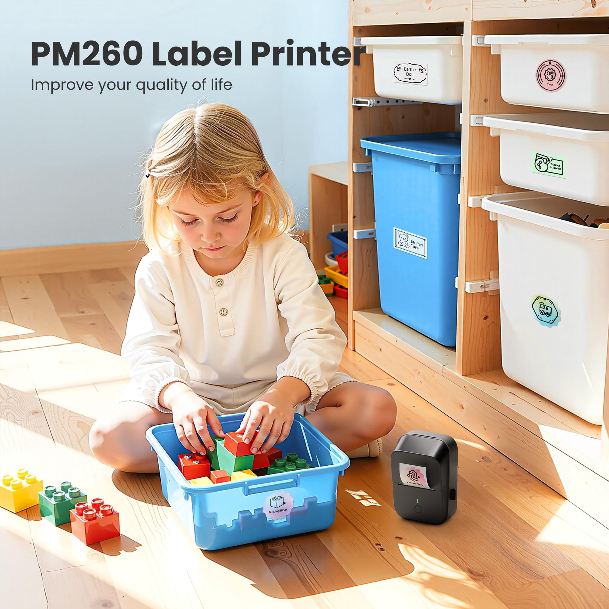Pm260 Label Maker Machine With Tape  2 Inch Printer Inkless Portable Smart Ai App For Home Kitchen School Office Organization Black