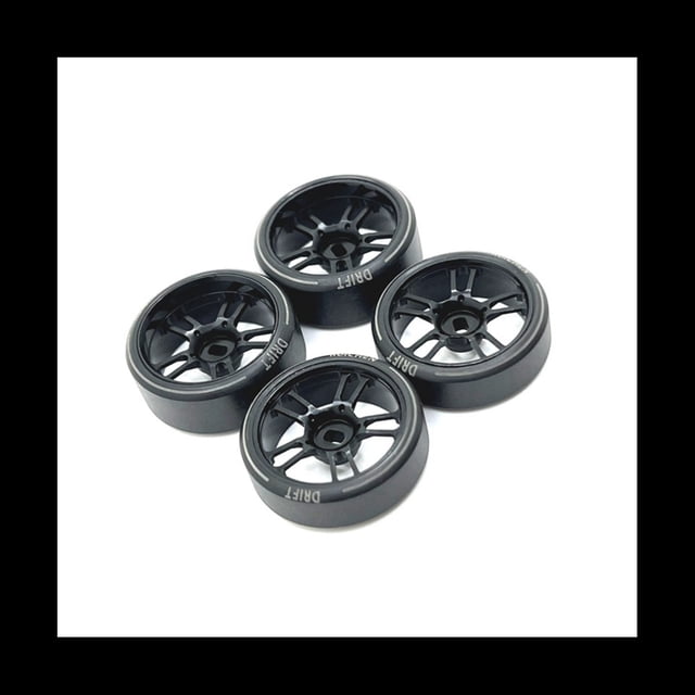 Para , Cuatro Llantas/Ruedas de Metal Son Universales 1/28 RC Road Racing Drift, Ruedas de Deriva de 27 Mm, Negro