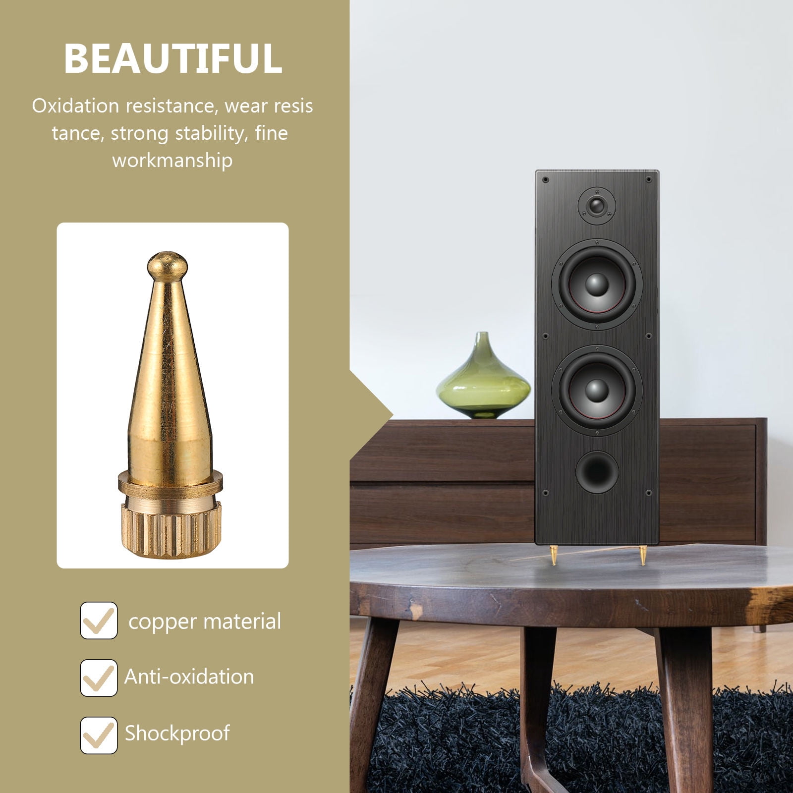PBPBOX 4Pcs Speaker Copper Feet Isolation Stand for Amplifier Turntable Cd Dvd Player Golden