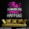 thumbnail image 2 of Craftnamesign This Is Where The Magic Happens Neon Sign, Beauty Salon Wall Art, 2 of 4