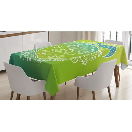 

Tequila Tablecloth Green Tones Vibrant Ombre Design Salt Lime and Tequila Lettering on Flourish Lemon Rectangular Table Cover for Dining Room Kitchen 60 X 84 Multicolor by Ambesonne