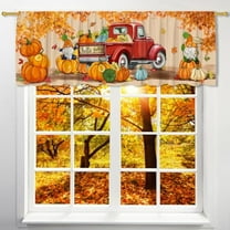 Fall Valance Curtain for Kitchen, Fall Decorations Orange Window Valance for Living Room Bedroom Scroll, Fall Gnomes Decor Rod Pocket Valances Window Treatment Valance 18 X 54