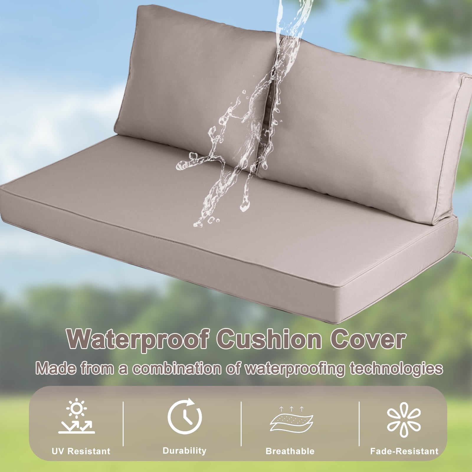 XXLYY Outdoor Loveseat Cushions, 48" x 24", Waterproof Fade Resistant Seat and Backrest Cushion Set for Patio Furniture