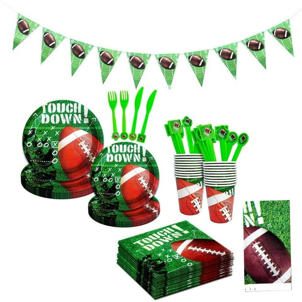 114 Piece Football Soccer Party Supplies Set, Serves 16 Guest , Perfect