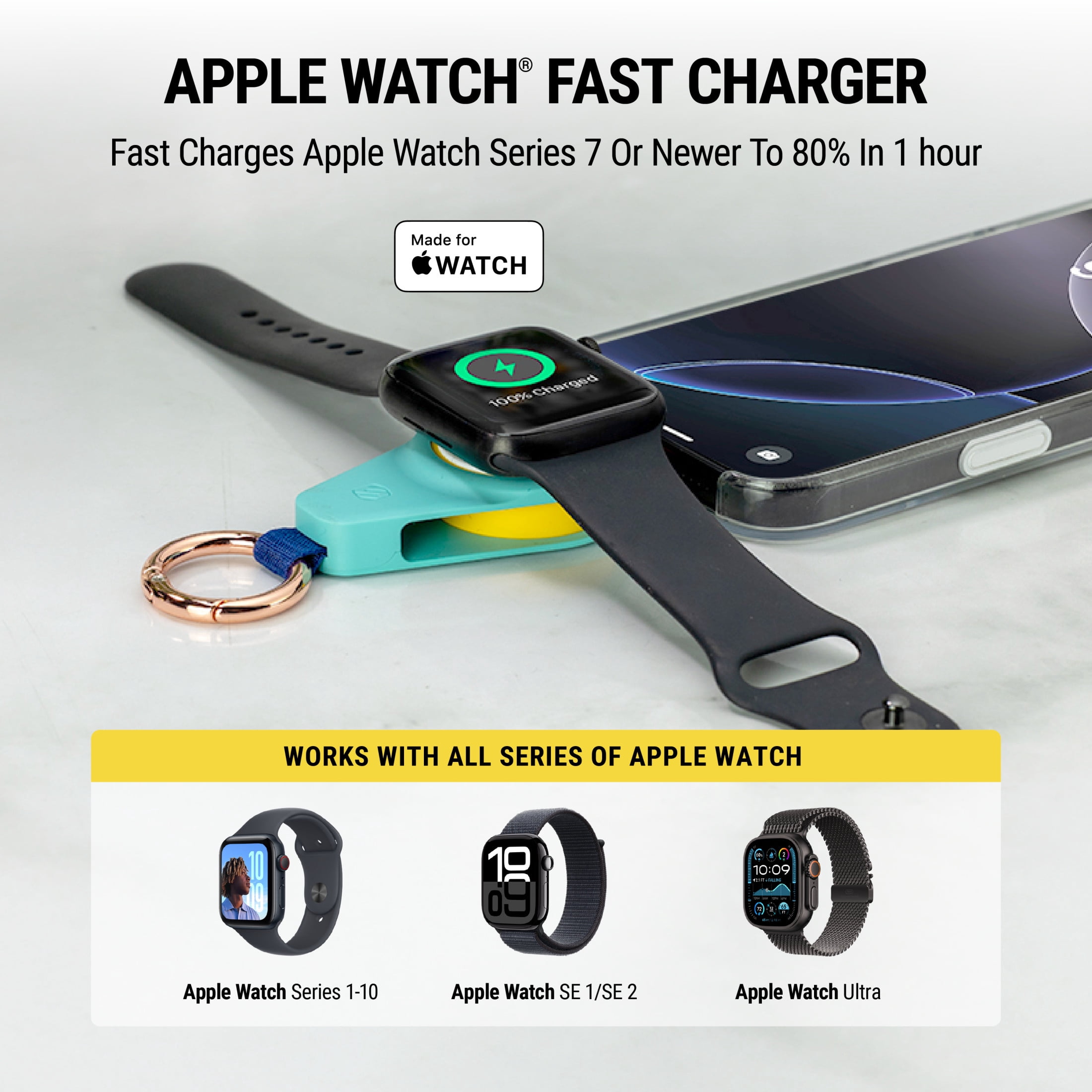 Scosche AWADPFC3-RP USB-C Wireless Magnetic Portable Travel Charger for Select Apple Watches