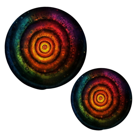 Psychedelic Pattern Trivets Potholders Cotton Braided Potholders Heat-Resistant Pads 7.09'' and 9.45''