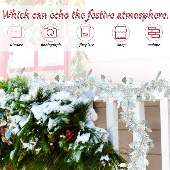 Masteelf Shiny Plastic Garland for Decoration Silver Color Easy to Use and Store Perfect for New Year Parties 0.5 Inch Thick