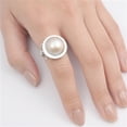 thumbnail image 4 of CHOOSE YOUR COLOR Simulated Pearl Fleur De Lis Ring .925 Sterling Silver Band Jewelry Female Size 8, 4 of 4