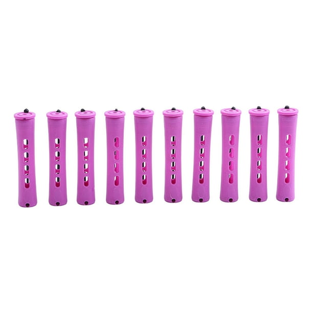 Paquete de 10 varillas para el cabello de color rojo ciruela, varillas para frías, rulos para rizar el cabello esponjosos, varillas para permane