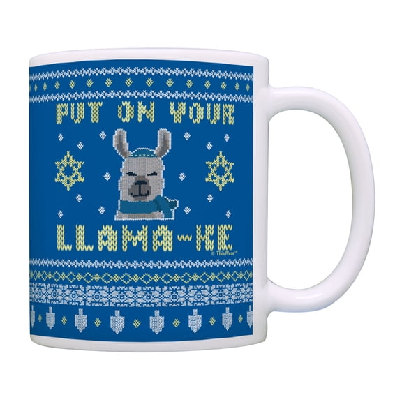 ThisWear Llama Hanukah Mug Put on Your Llama-ke Funny Jewish Gifts Hanukkah Present Coffee Mug Blue