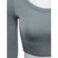 thumbnail image 4 of Doublju Women's Round Neck Slim Fit Long Sleeve Crop Tops (Female Plus Size Available), 4 of 4