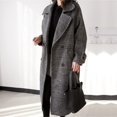 thumbnail image 4 of ZHAOCHENG Abrigo de lana cruzado a cuadros para mujer, chaqueta fina de talla grande, estilo coreano, para otoño e invierno, 4 of 5