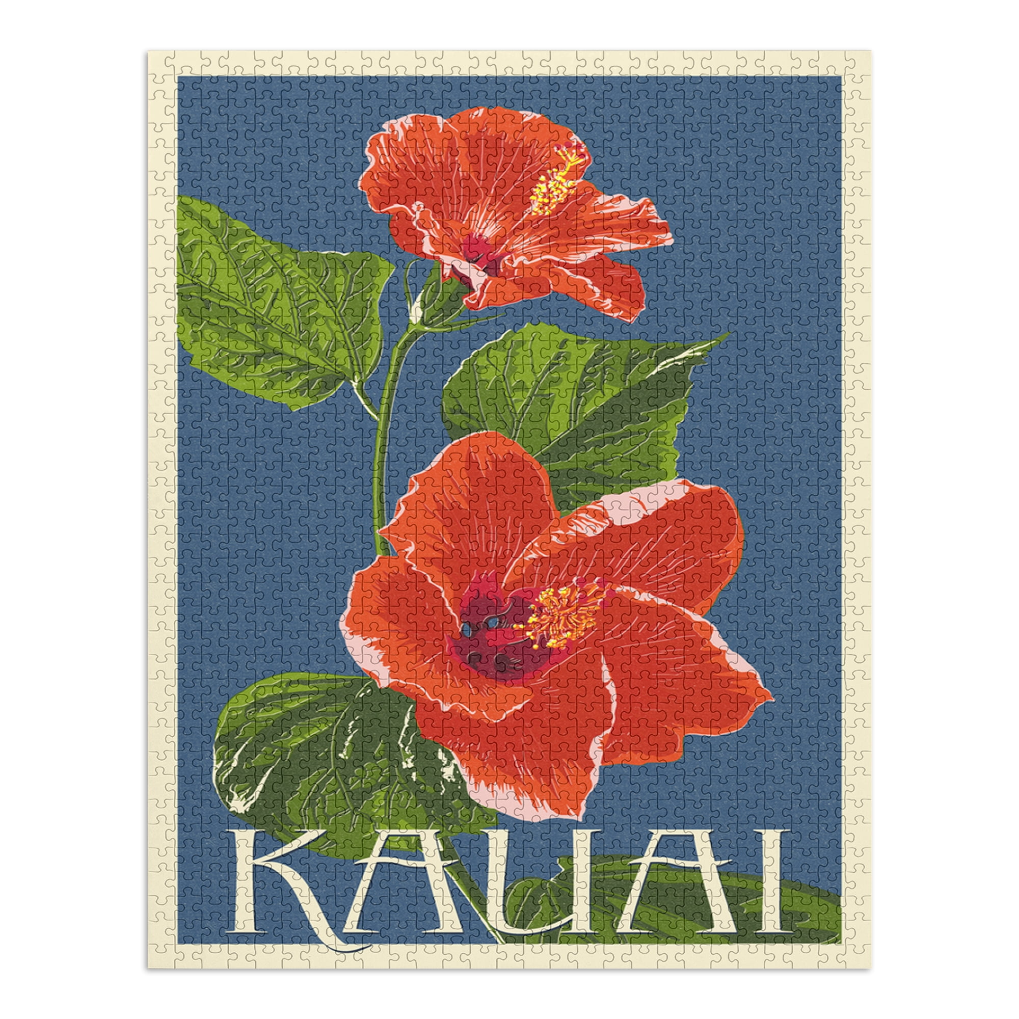 Kauai, Hawaii, Red Hibiscus, Letterpress (1000 Piece Puzzle, Size 19x27,  Challenging Jigsaw Puzzle for Adults and Family, Made in USA) - Walmart.com