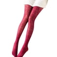 thumbnail image 3 of Aocisk Bas pour Femmes en Dentelle Sculptée Rétro Collants Transparents Design Transparent pour Base et Mode Bourgogne Taille Unique, 3 of 3