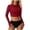 Red, variant on QIYAGBSA Swimsuit for Women 2 Piece Long Sleeve Rash Guard Cropped Top Bathing Suit with Thumbholes (Green M)