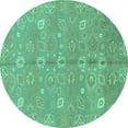 thumbnail image 1 of Ahgly Company Indoor Round Oriental Turquoise Blue Traditional Area Rugs, 7' Round, 1 of 4