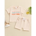 thumbnail image 3 of Suealasg Toddler Girls Father Day Outfits Letter Print Short Sleeve T-Shirt and Elastic Waist Bow Shorts 2 Piece Baby Girls Summer Clothes, 3 of 8