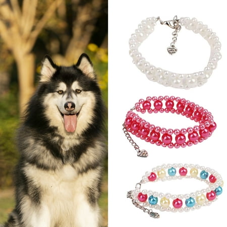 AURORA TRADE Pet Collar Puppy Dog Cat Pearl Necklace Pet Accessories Love Diamond Pets Dogs Cats Collar Jewelry