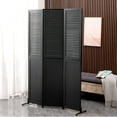 thumbnail image 2 of 3 Panels 5.9 FT Wooden Room Dividers Black Folable Privacy Screen Louver Room Separation Indoor Freestanding Wall Partition Screen, 2 of 12