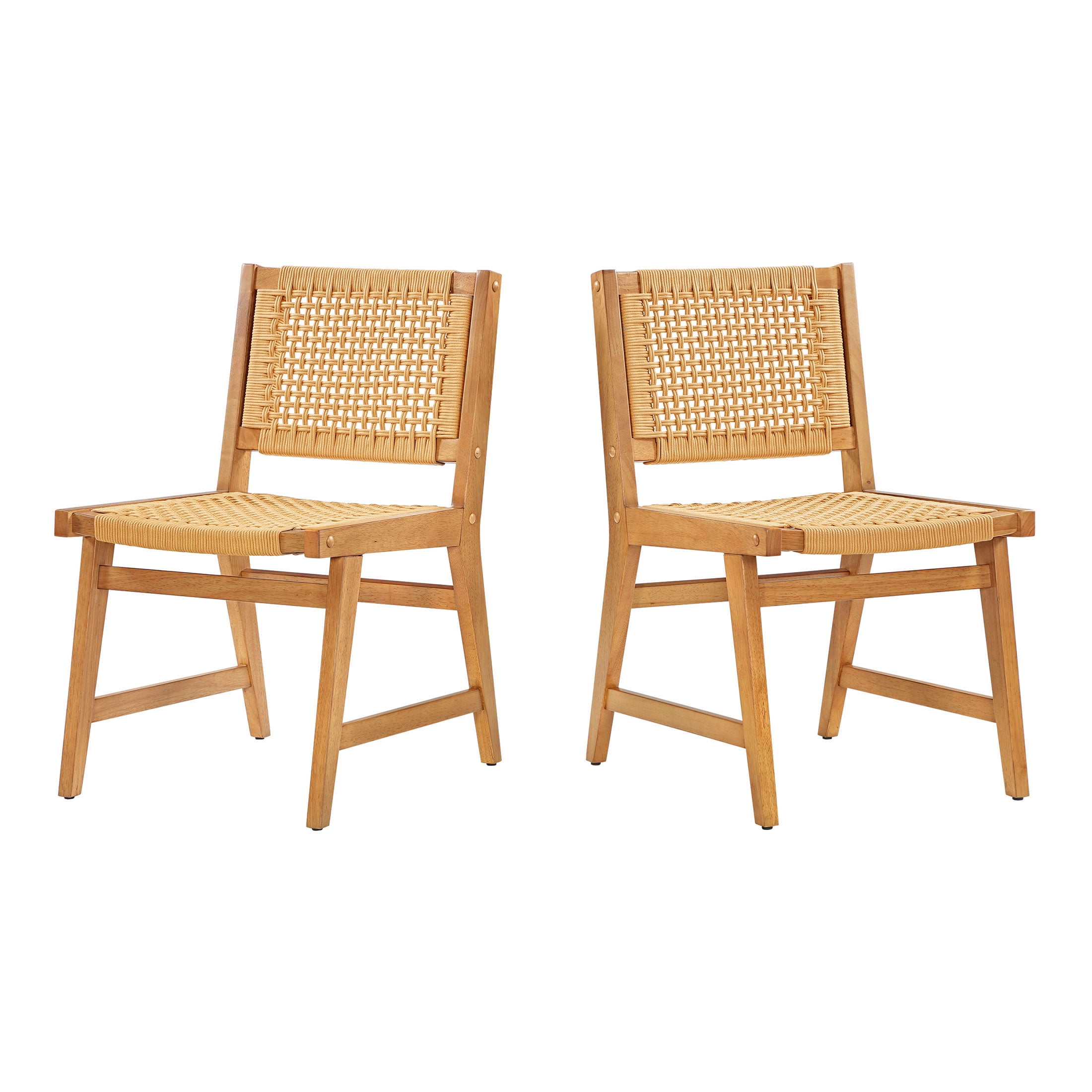 Better Homes & Gardens Vista Woven Coastal Dining Chairs, Light Honey, Set of 2