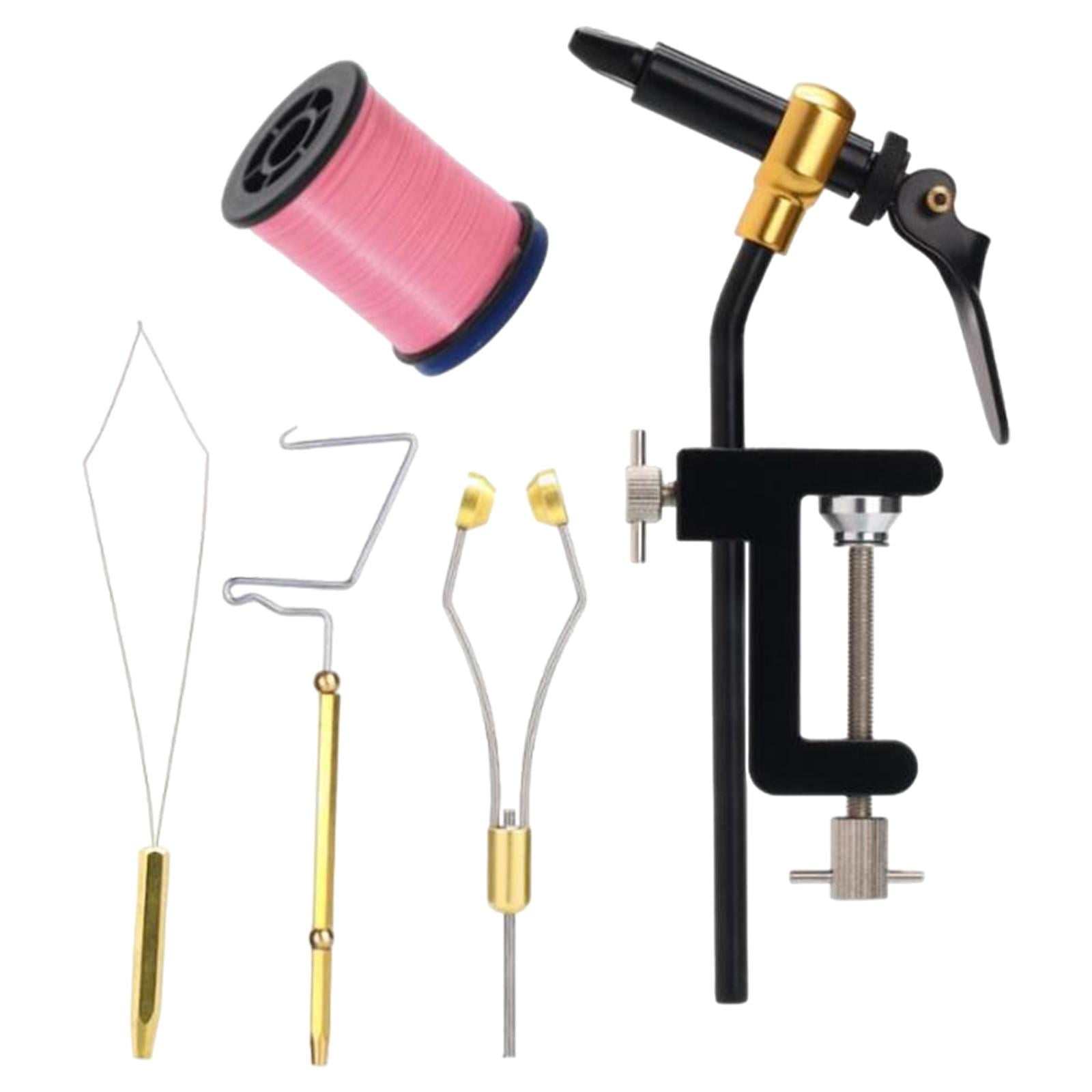 figatia 5 Pieces Fly Tying Tools Premium Fly Fishing Hook Tying Tools Fly Tying Vise Pink Wire