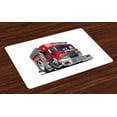 thumbnail image 1 of Ambesonne Truck Place Mats Set of 4, Cartoon Style Illustration, Standard Size, Pale Grey Red, 1 of 4