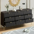 thumbnail image 7 of Anbuy Black 9 Drawer Dresser, Dual Long Chest of Drawers, Large Modern Dresser for Bedroom with Gold Handles (Black), 7 of 7