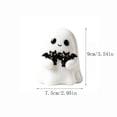 thumbnail image 4 of Halloween Decor Ghost Holding Two Bat Resin Figurine – Glossy White Mini Ghost Statue Fall Decorations for Home– Small Desktop Ornament for Mantel Indoor Halloween Decor, 4 of 9