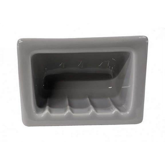 Porcelain Recessed Soap Dish - Approx 6"x4 - Sterling Silver Glossy - Foot Rest Holder Niche for Shower Bathroom