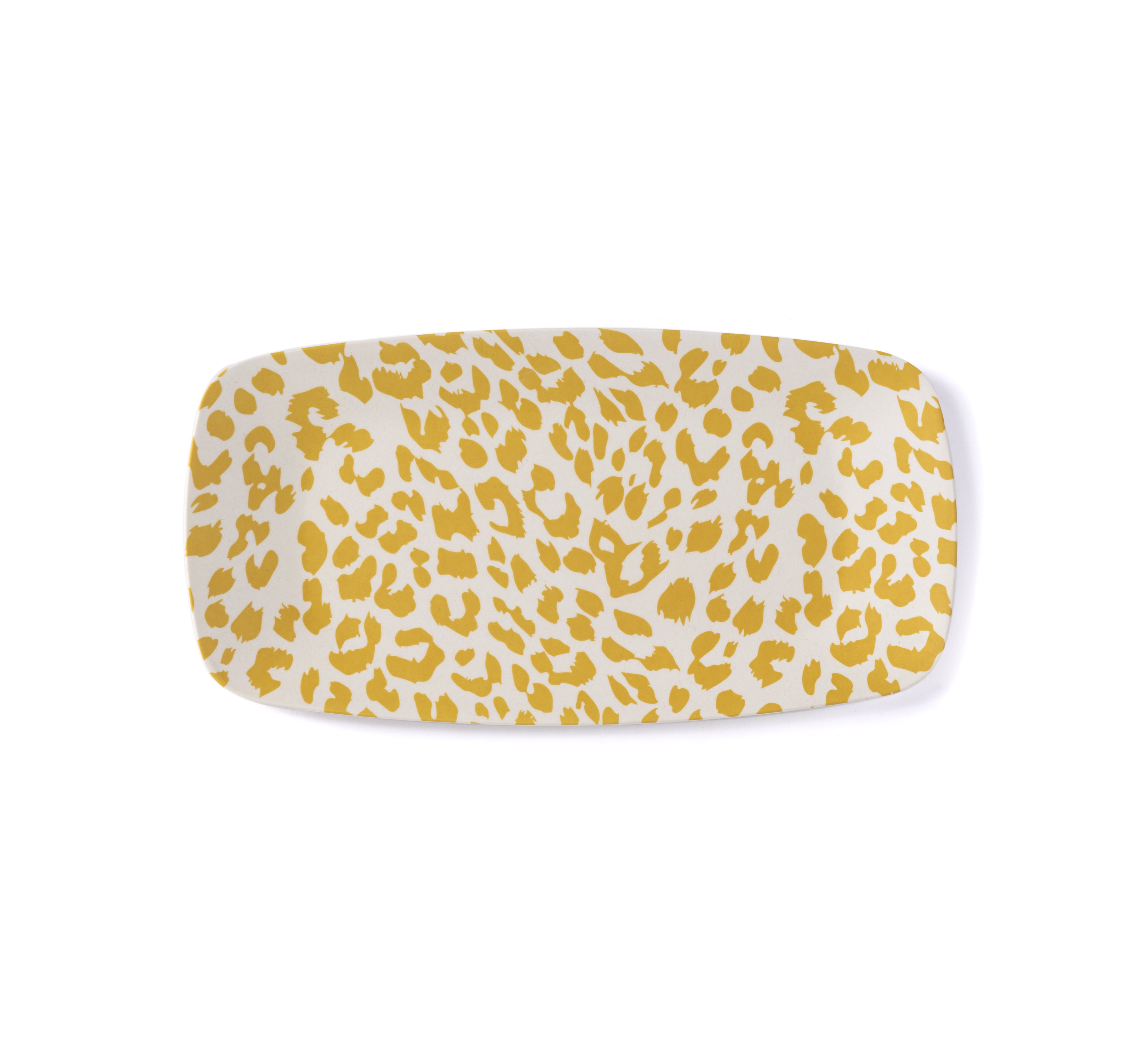 Ainsley Yellow Leopard Print Small Oblong Melamine Serving Platter - Shiraleah