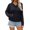 Navy Blue L, variant on Women Knitting Sweater Hooded Raglan Long Sleeve Star Pattern Pullover Hoodie Front Pocket Loose Fit Sweater Tops