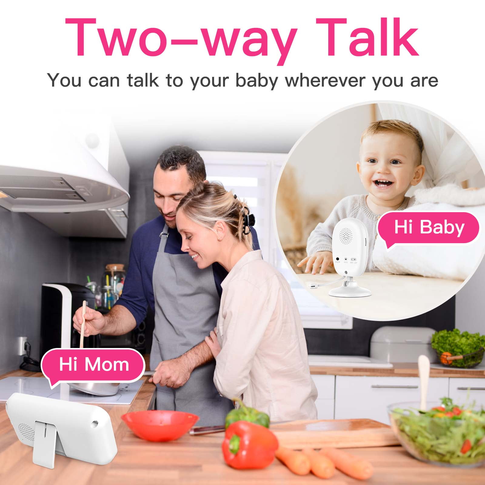 Free Shipping! Simyke Baby Monitor with Inch Display 1080P