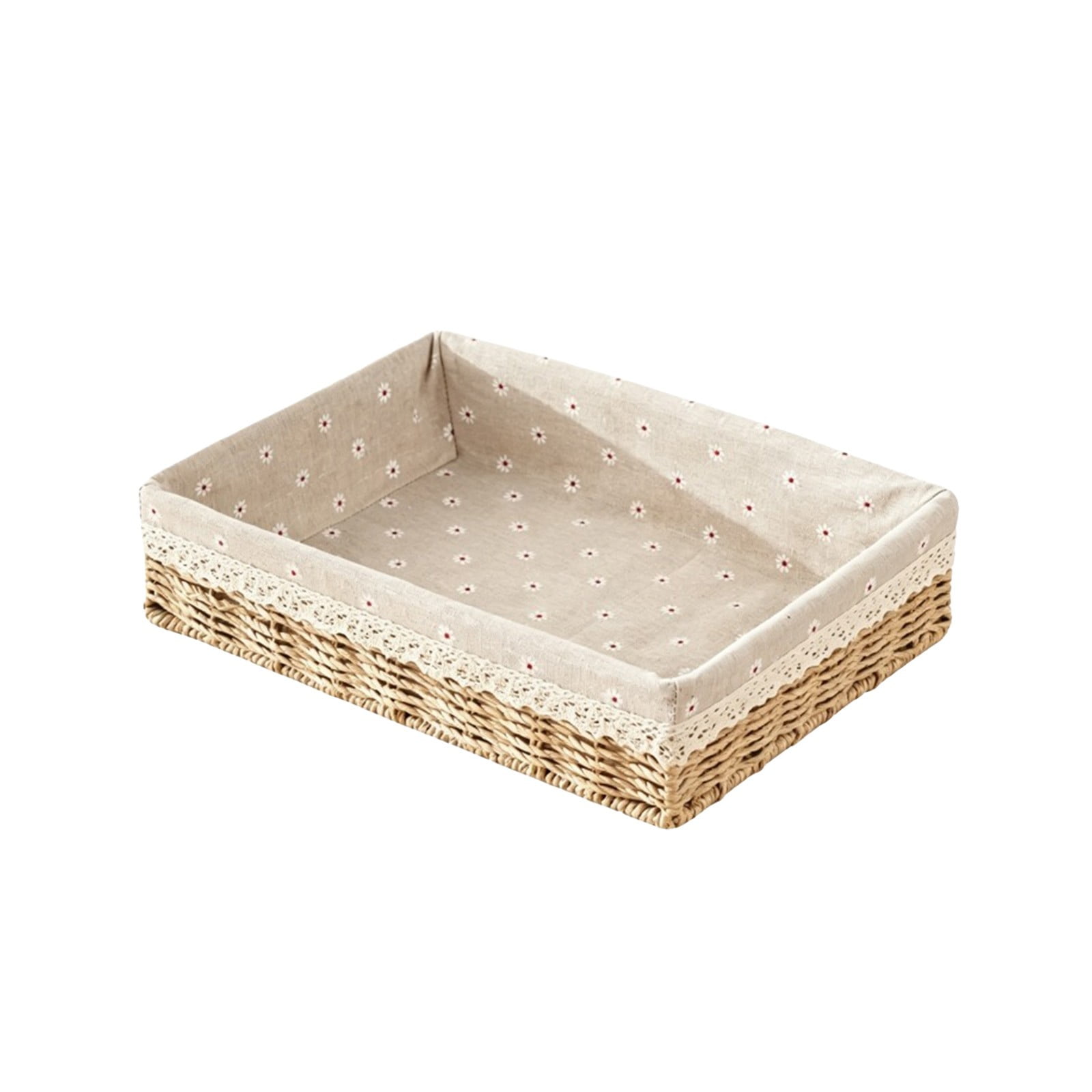 Woven Storage Basket Multipurpose Home Organizer Fabric Clothing and Household Storage Tray Durable Construction Open Top Design Decorative Shelf and Countertop Basket