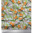 thumbnail image 1 of Soimoi Poly Georgette Fabric Leaves & Tropical Flower Watercolor Print Fabric by Yard 42 Inch Wide, 1 of 1