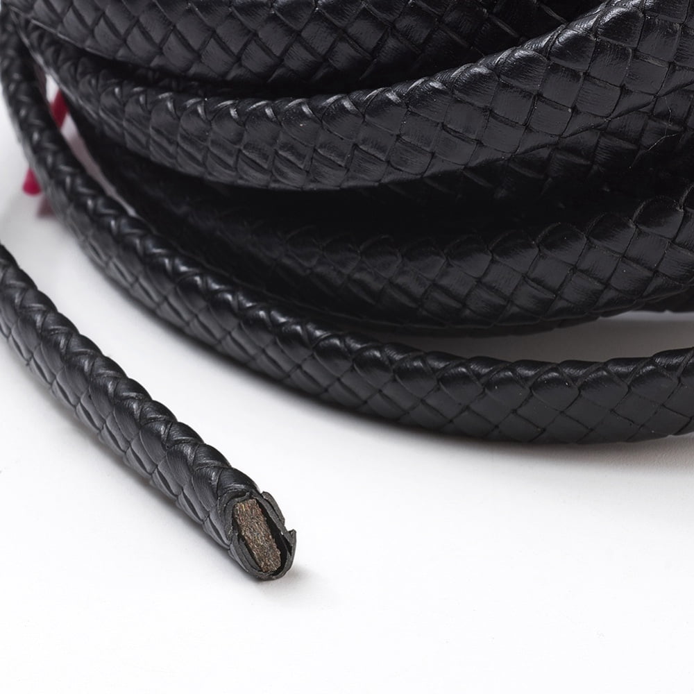 Leather Cord Leather Jewelry Cord Jewelry DIY Making Material Dyed Flat Black 10x5mm 5.46 yards(5m)/roll