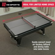 7-ft Table Tennis Conversion Top, 9mm Playfield, Net Included, Gray, and 4 Piece Top Folds for Storage by MD Sports